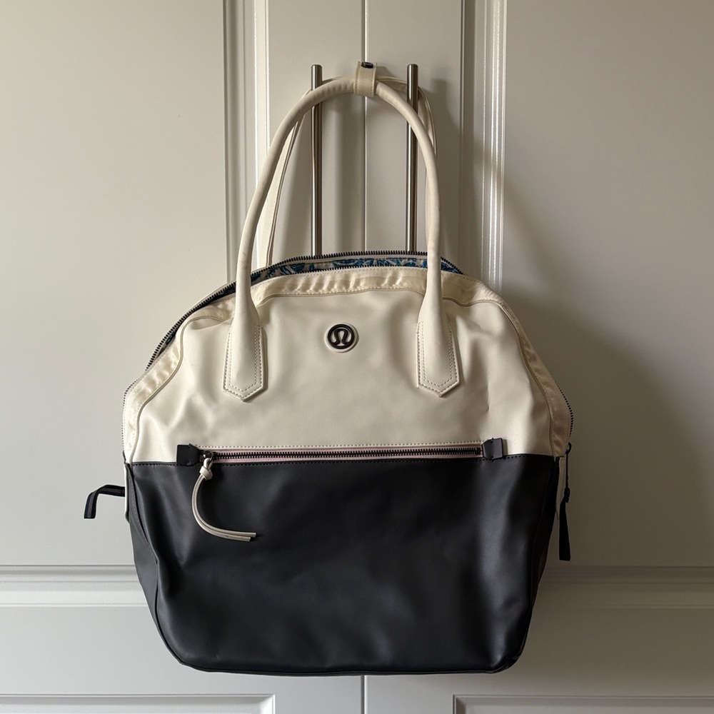 lululemon athletica Two-Tone Black and Cream Tote